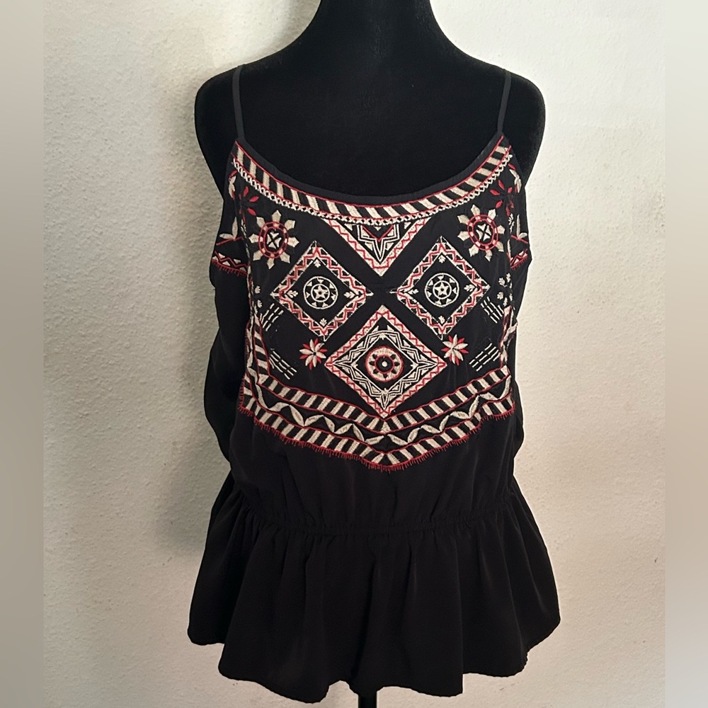 Abercrombie & Fitch Black and Red Embroidered Camisole